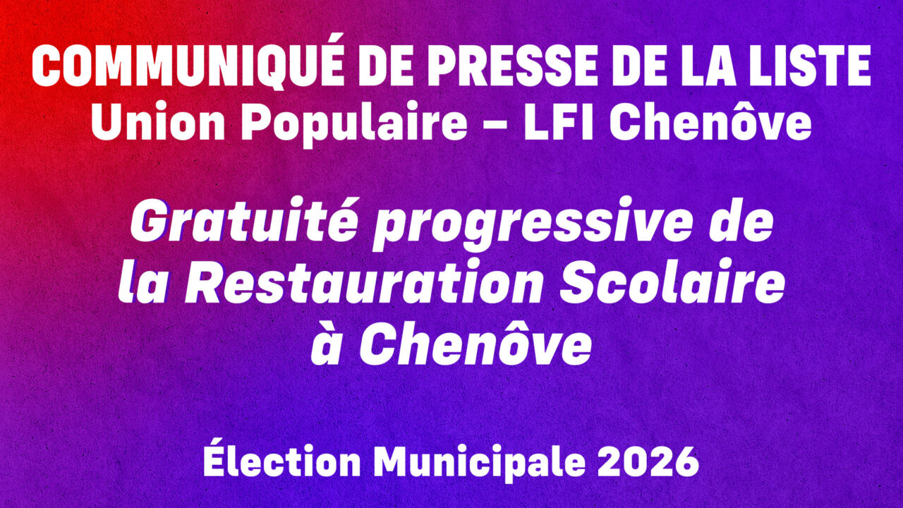 Pour une gratuité progressive de la restauration scolaire à Chenôve